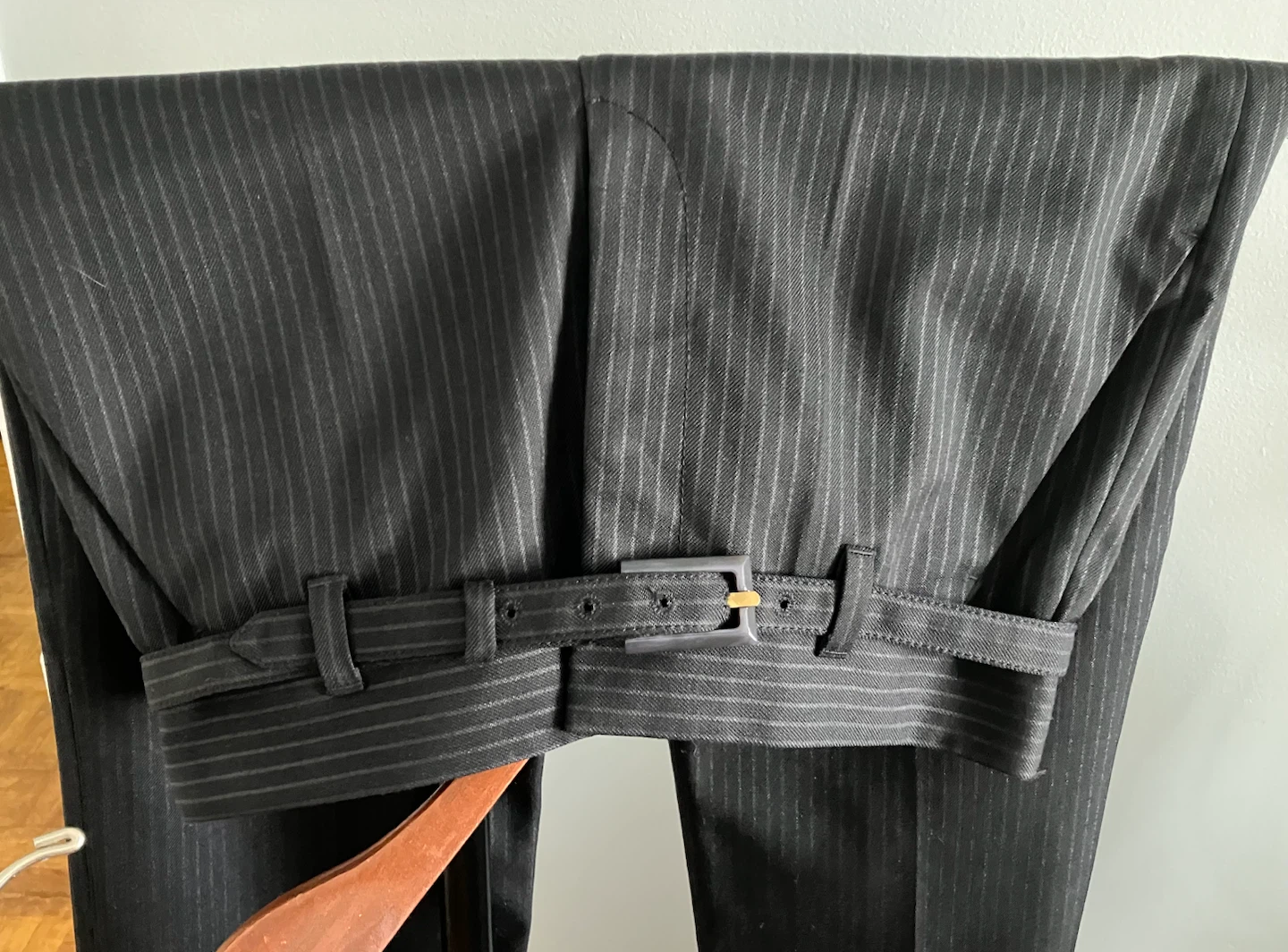 Marc Jacobs Black Pinstripe Dress Pants with Belt - photo 4