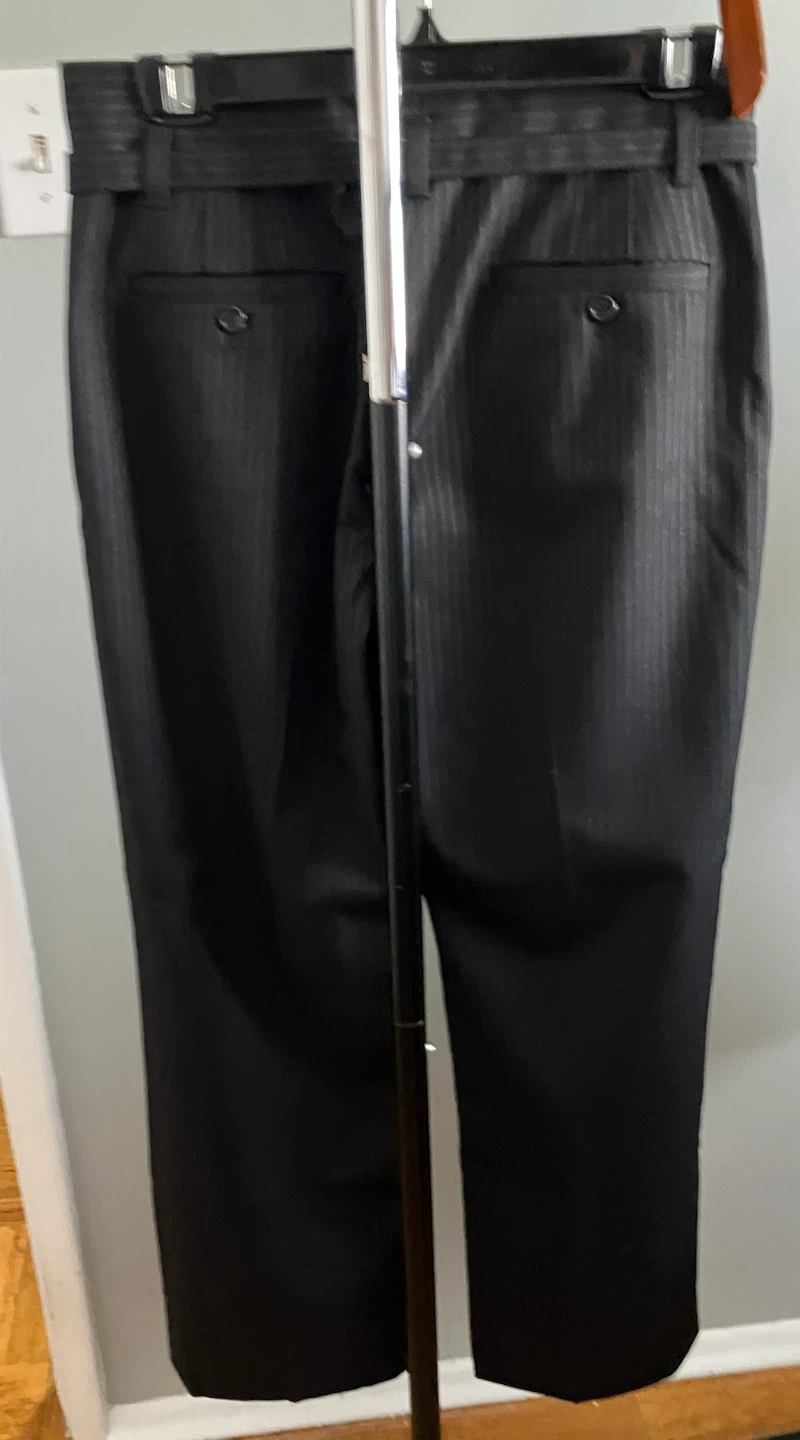 Marc Jacobs Black Pinstripe Dress Pants with Belt - photo 5