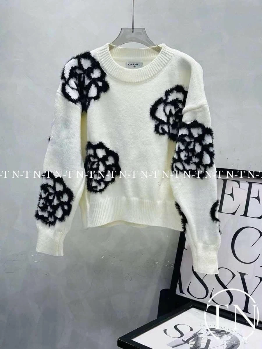 Chanel Floral Fuzzy Sweater