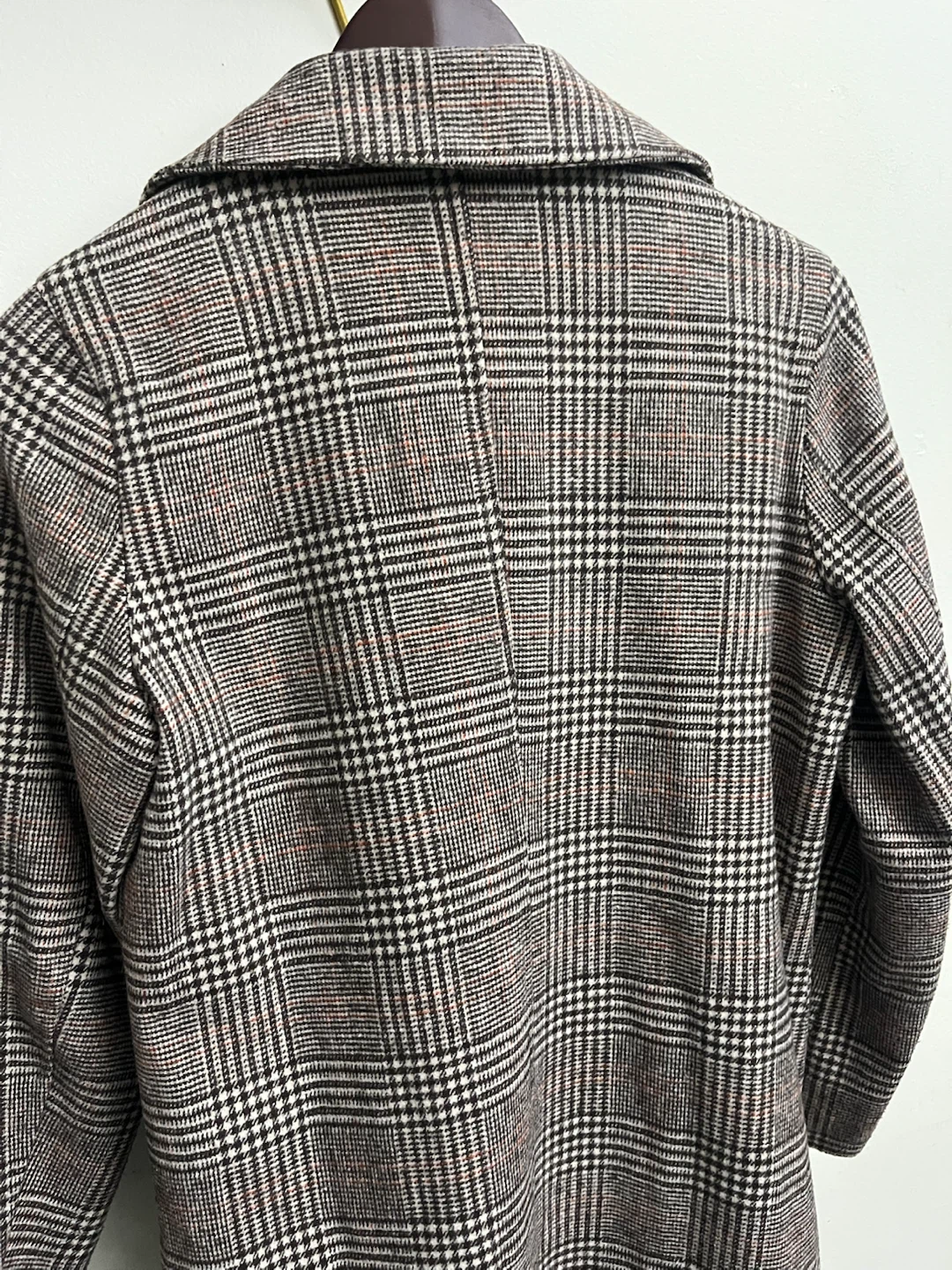 Women Black & White Plaid Double Breasted Trench Coat. - photo 3