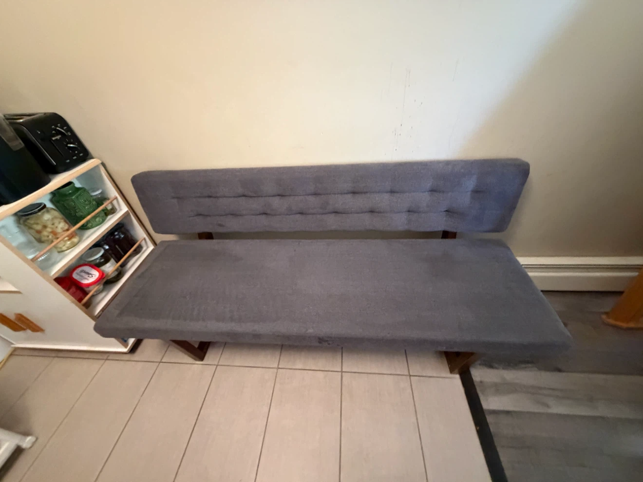 Grey Upholstered Bench - photo 2