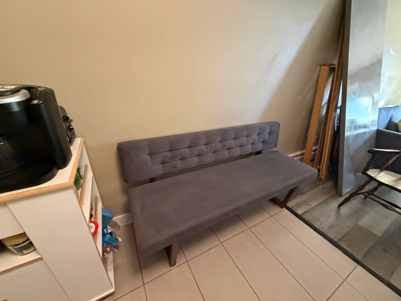 Grey Upholstered Bench - photo 4