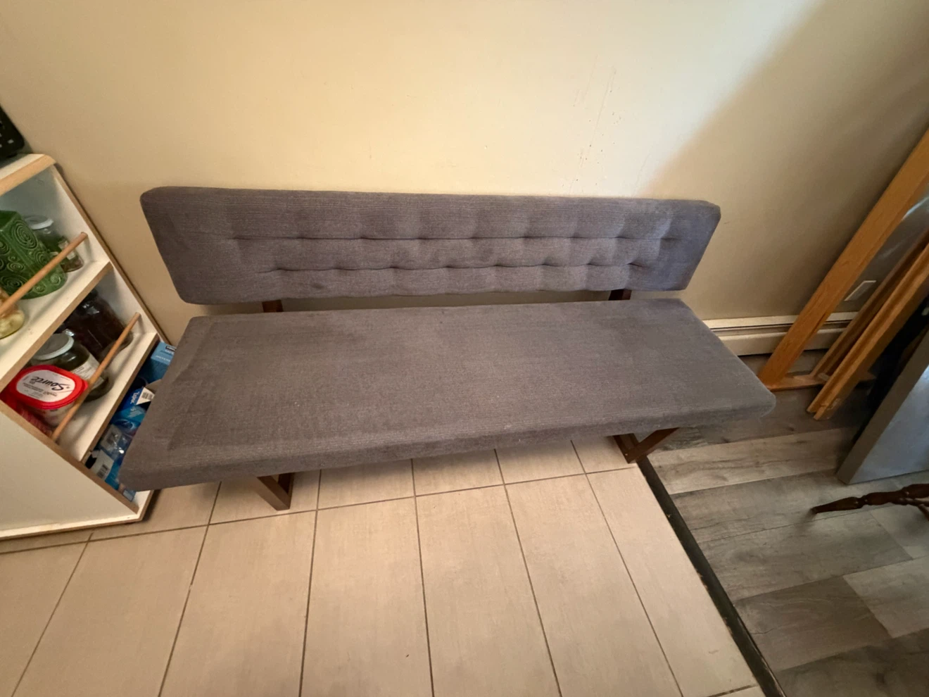Grey Upholstered Bench - photo 5