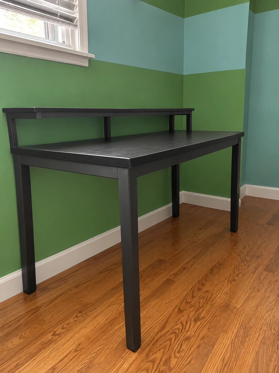 Black Metal Desk with Monitor Shelf