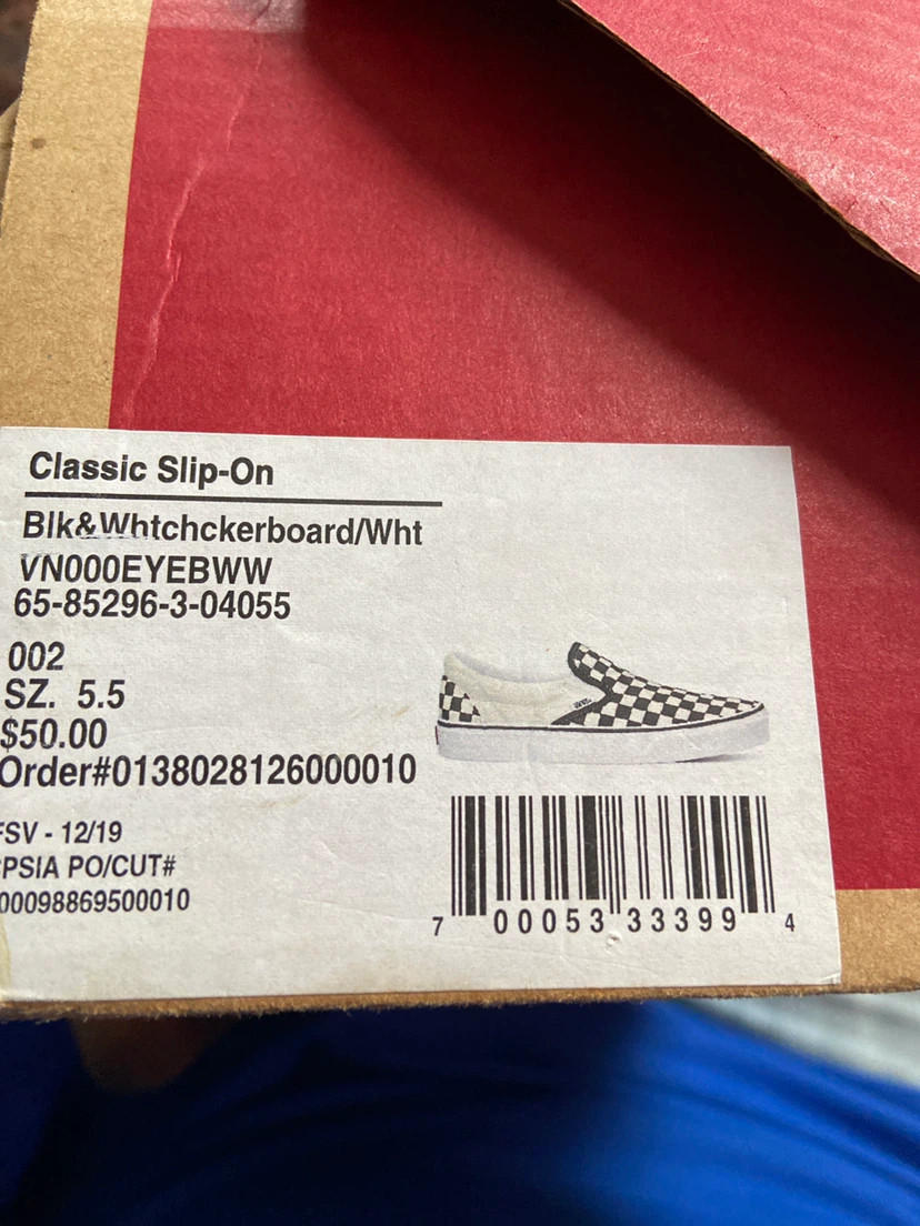 Vans Classic Slip-On Checkerboard Size 5.5