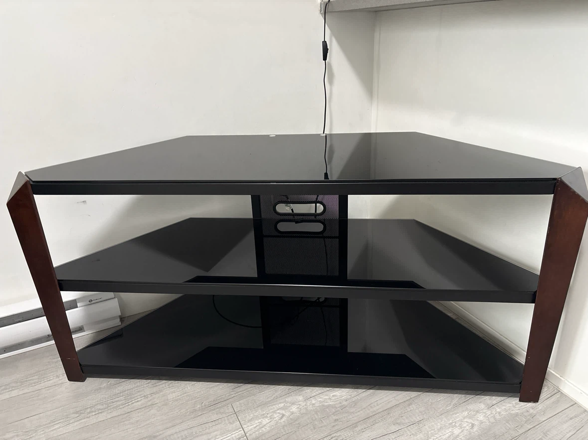 Black Glass Corner TV Stand - photo 2