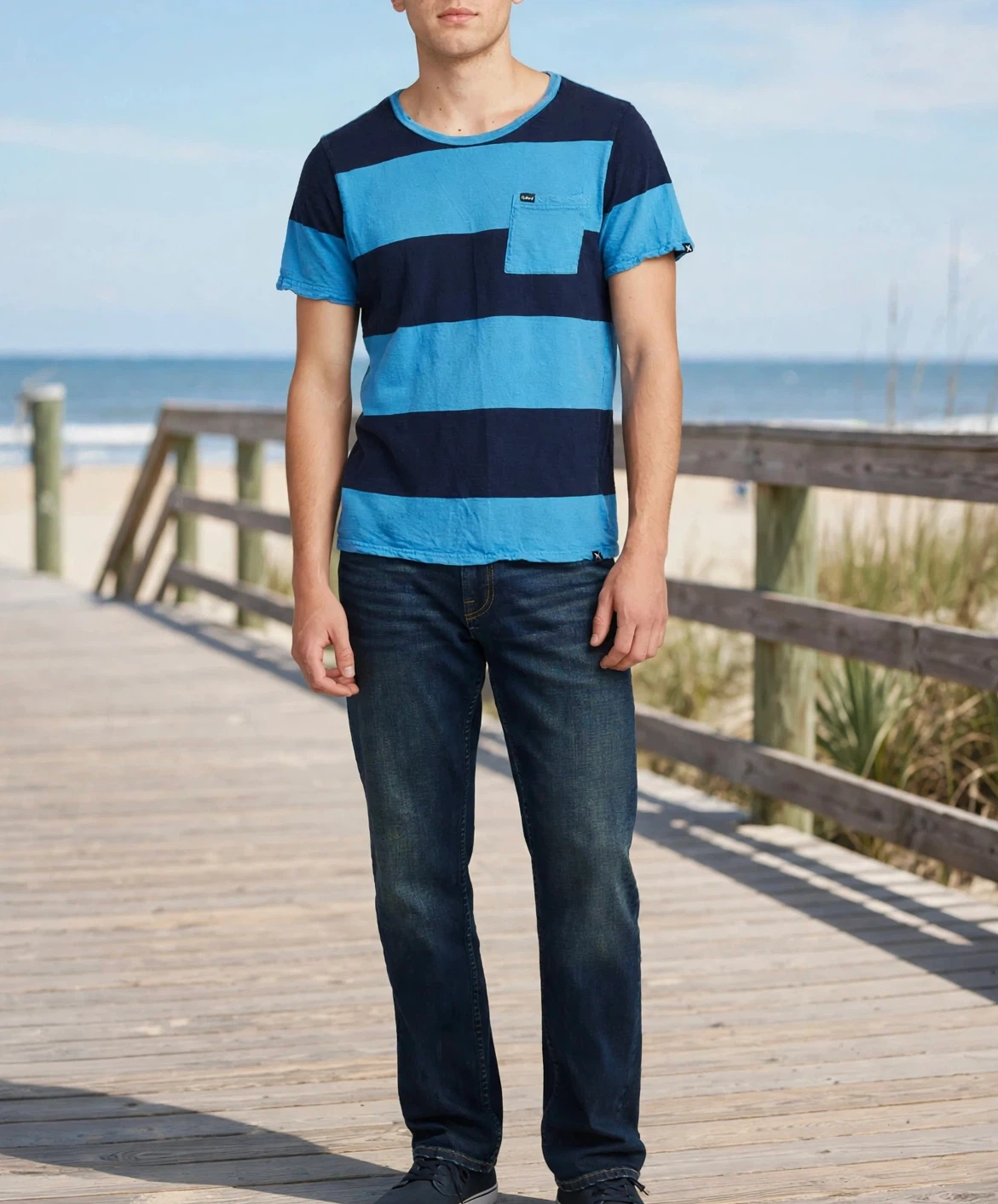 Hurley Blue and Navy Striped T-Shirt - photo 3