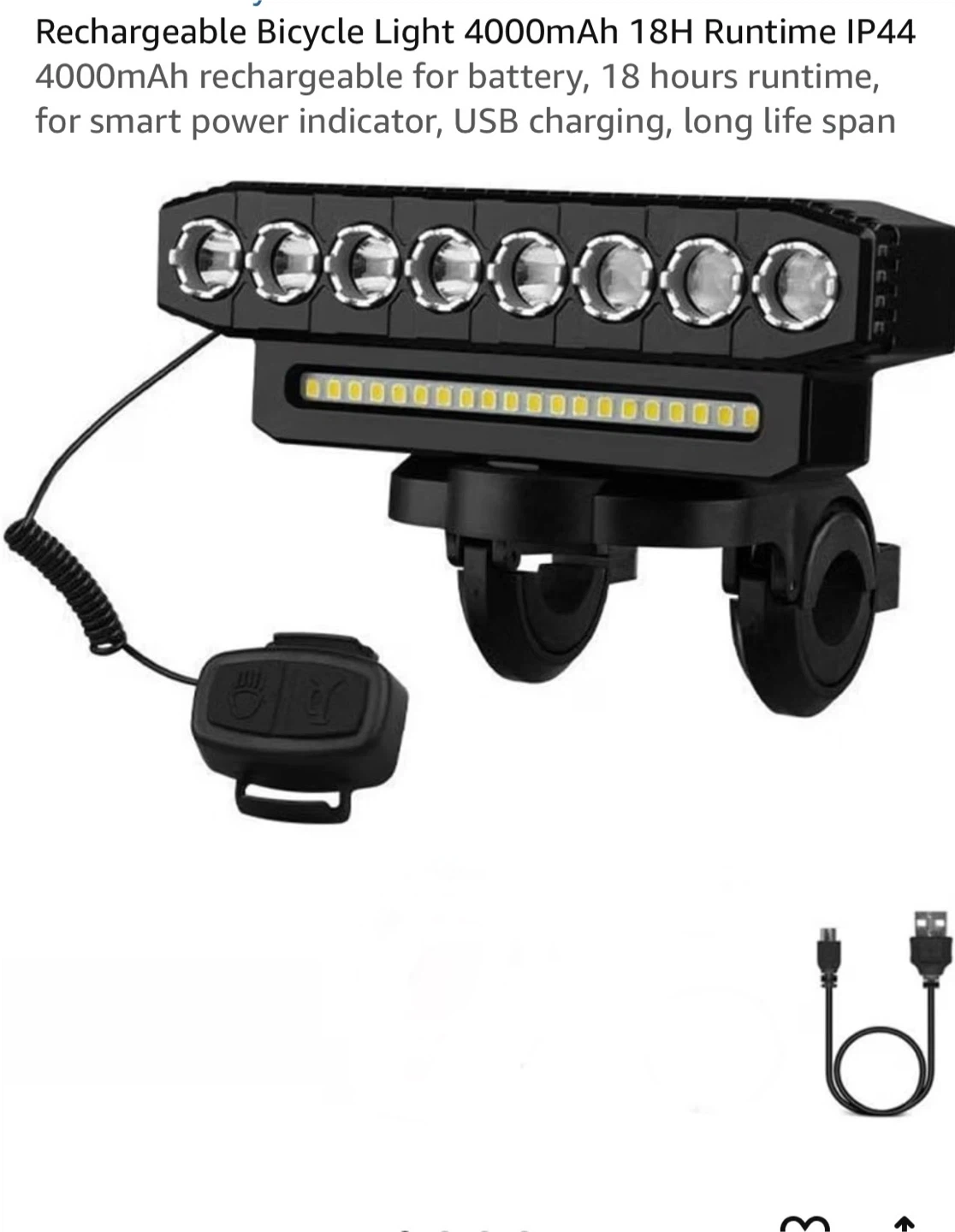 Rechargeable Bicycle Light 4000mAh with horn