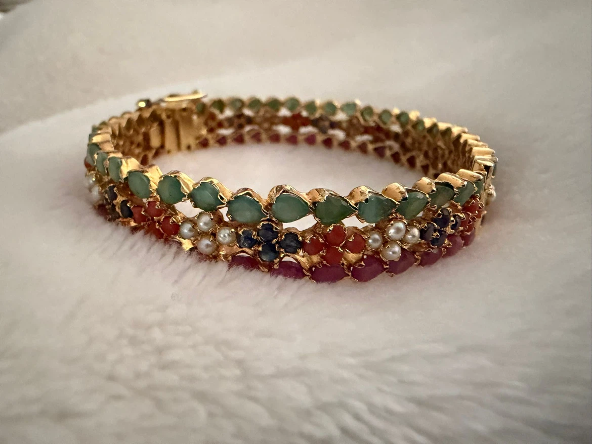 Multi-Gemstone Gold plated  Bracelet