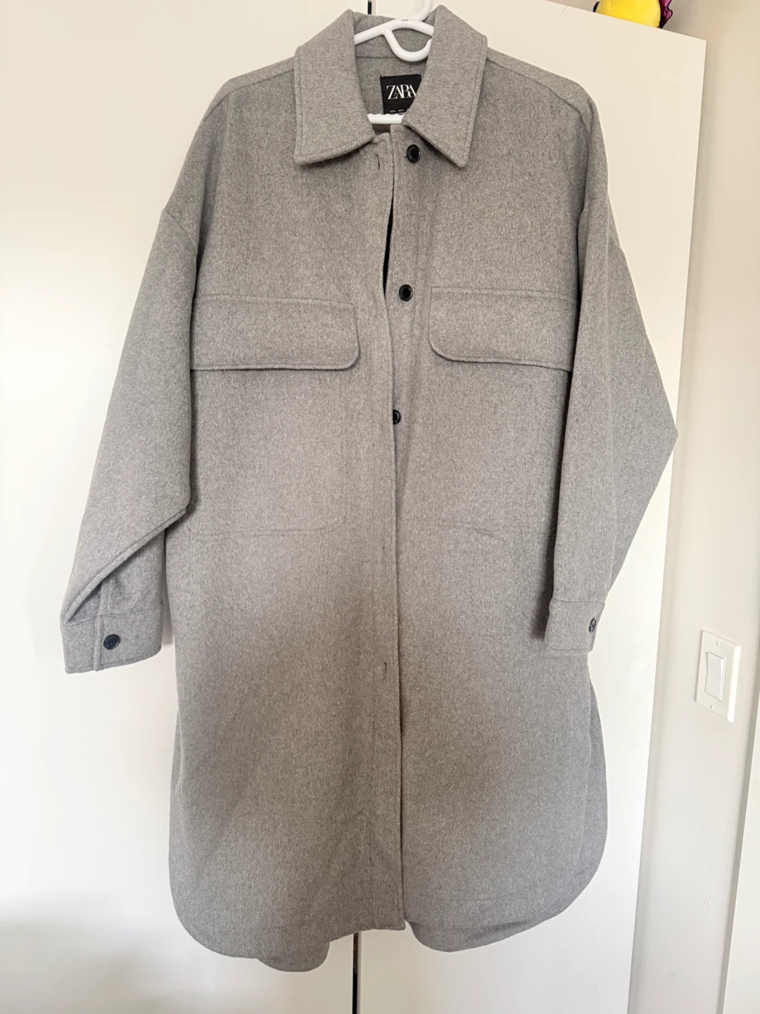 Zara Grey Wool Blend Shirt Jacket