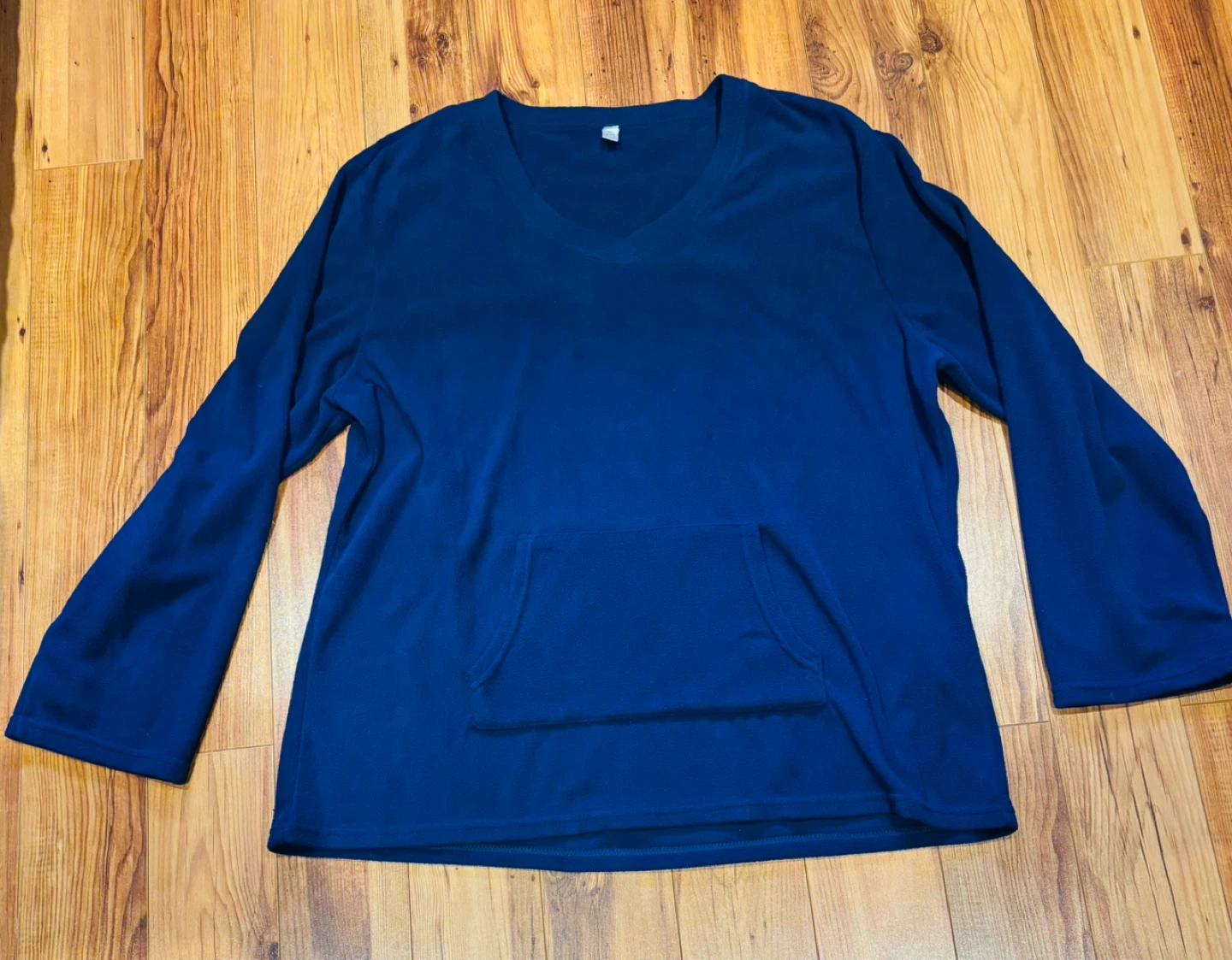 Blue Fleece V-Neck Pullover Sweater XL