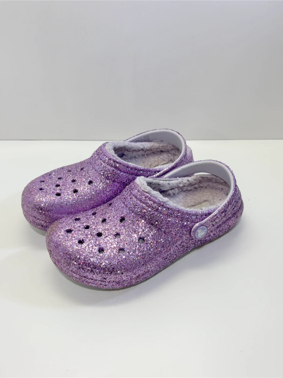 Purple Glitter Crocs J2 winter crocs kids