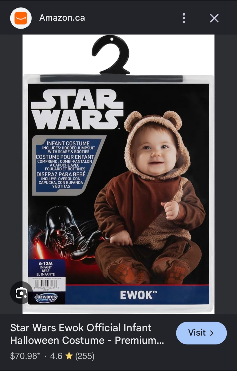 Star Wars Ewok Infant Costume 6-12M