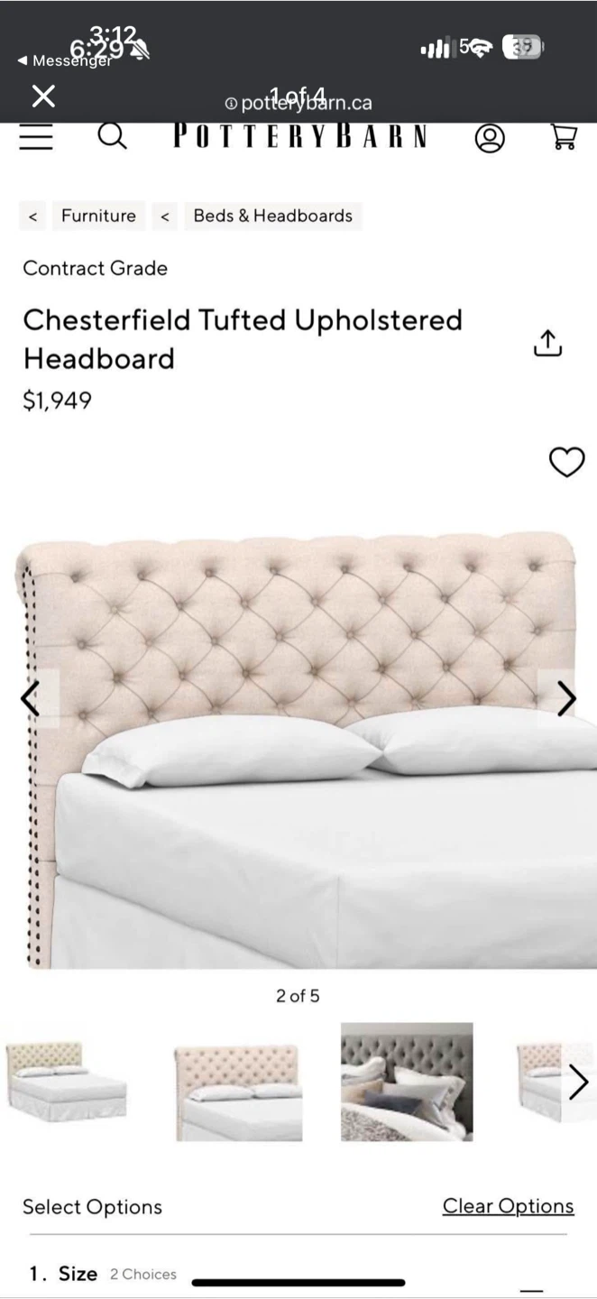 Tufted Beige Upholstered Queen Headboard - photo 2