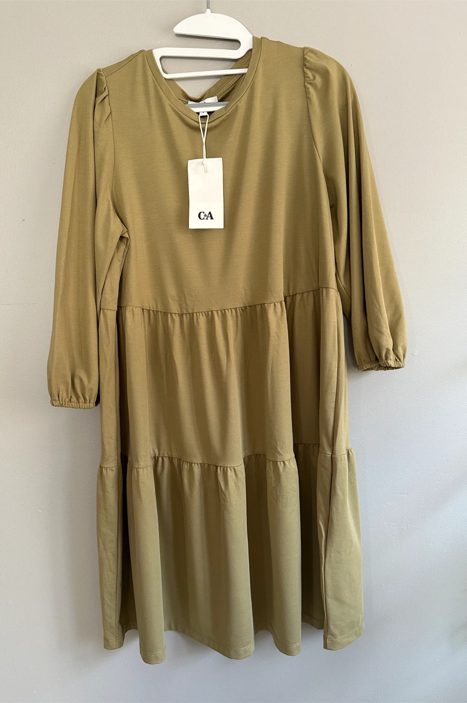 C&A Tiered Olive Green Dress
