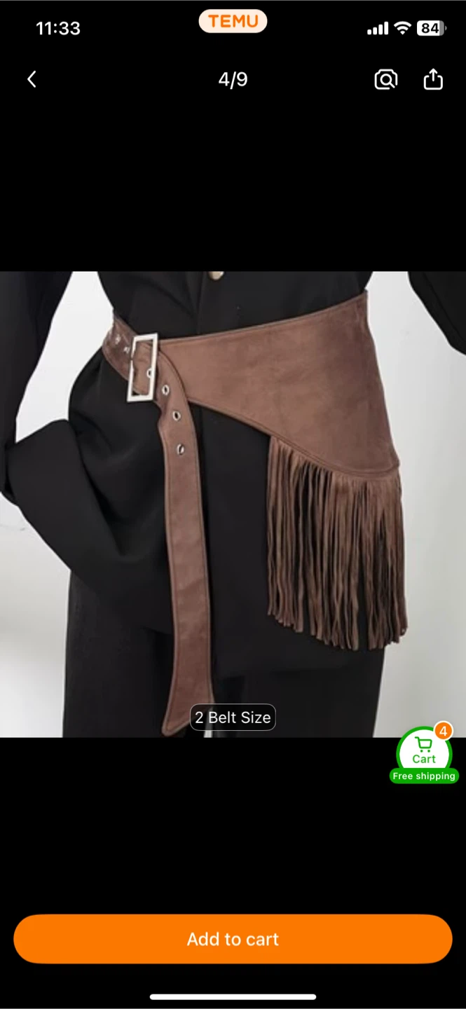 Brown Faux Suede Fringe Belt - photo 2