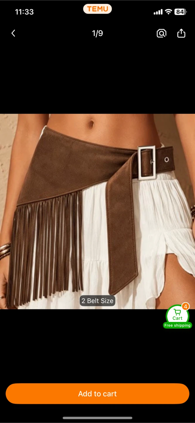 Brown Faux Suede Fringe Belt - photo 3