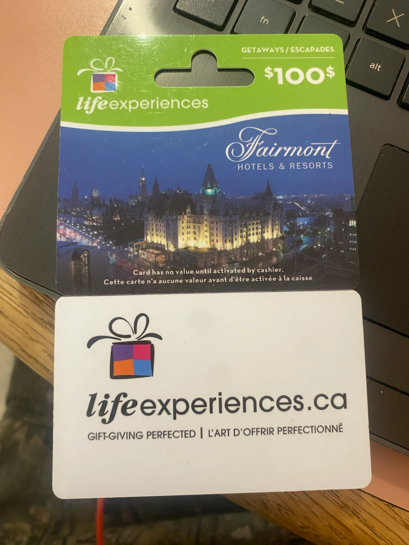 Life Experiences Fairmont Gift Card $100 PLZ READ DESCRIPTION