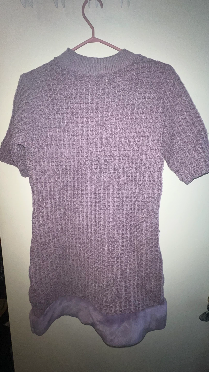 New-ZARA Knit Dress with Faux Fur Trim - Size L - photo 4