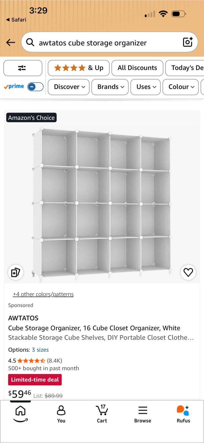AWTATOS 16 Cube Storage Organizer, White