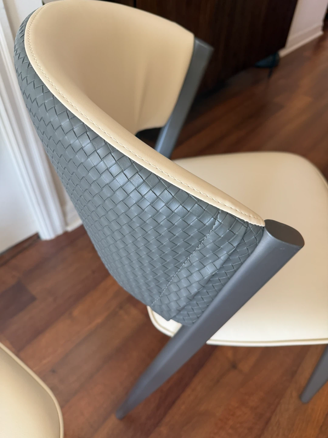 Two Cream and Grey Woven Accent Chairs - photo 3