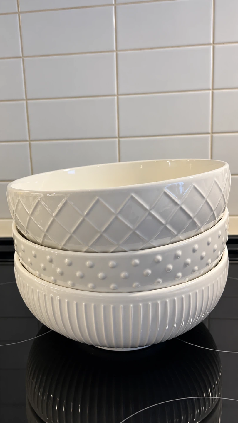 Set of 3 White Ceramic Bowls - photo 2