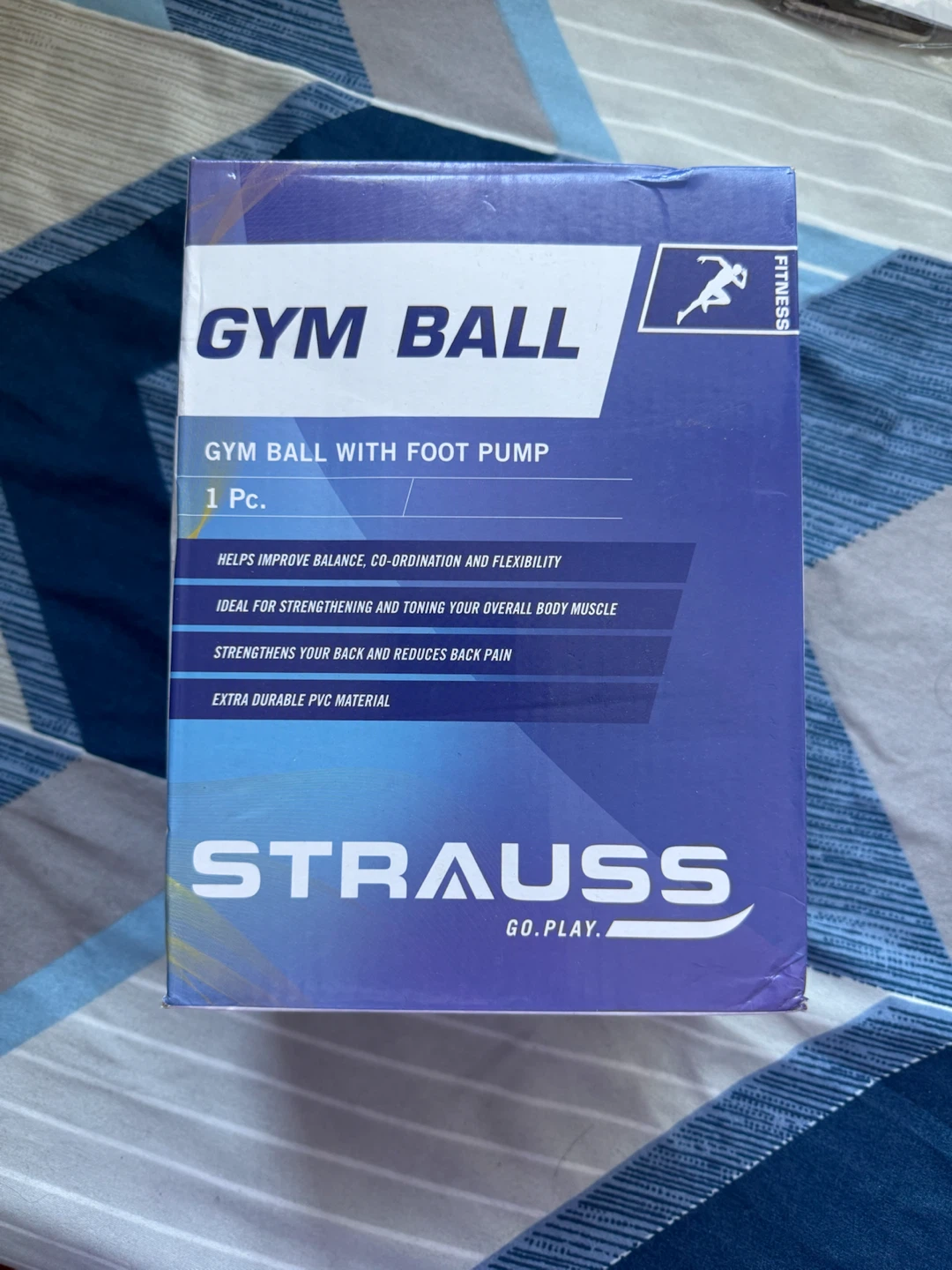 Brand New Strauss 55cm Gym/Exercise Ball + Foot Pump