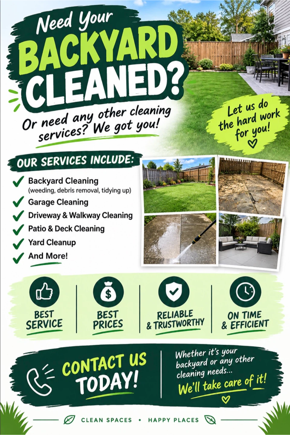 🌿 NEED YOUR BACKYARD OR HOME CLEANED? 🧹✨