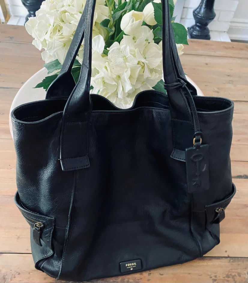 Fossil Black Leather Tote Bag - photo 2