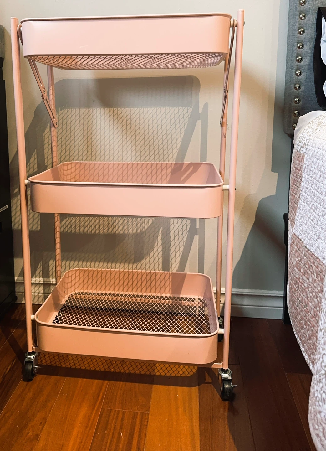 Pink 3-Tier Rolling Utility Cart - photo 2