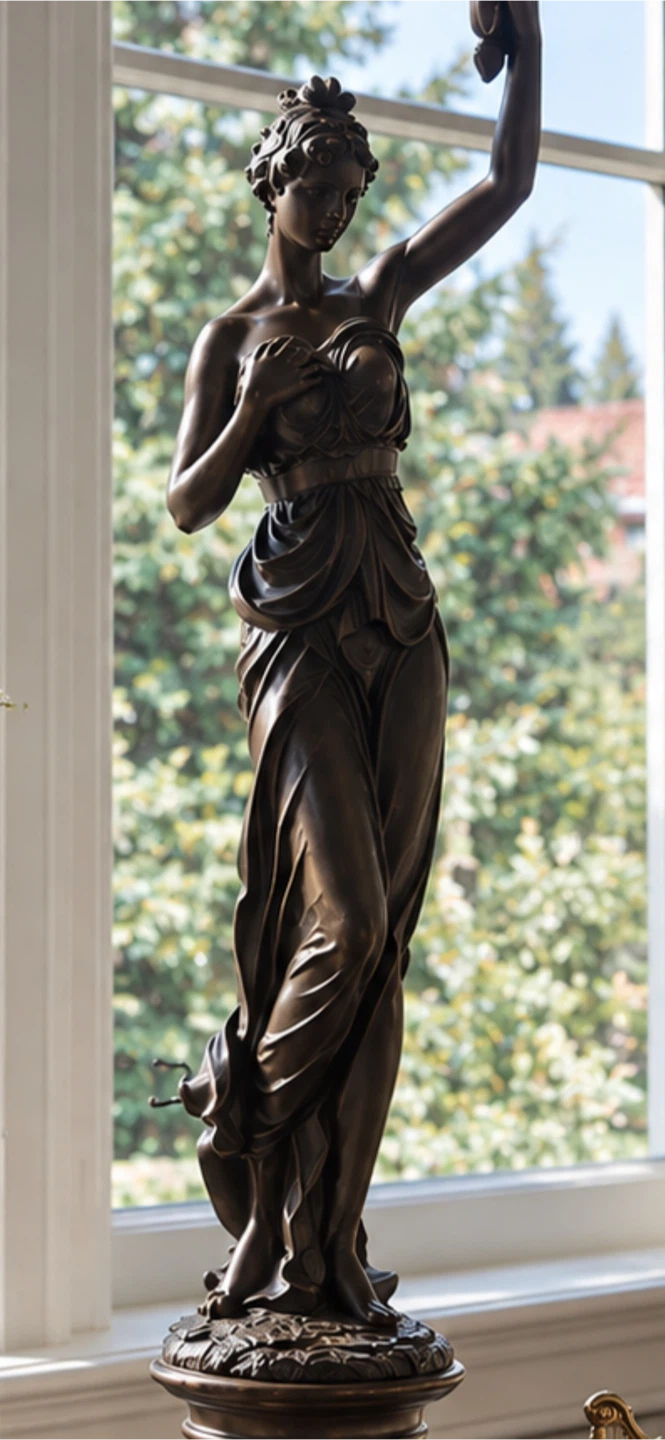 Neoclassical Figural Stained Glass Table Lamp - photo 3