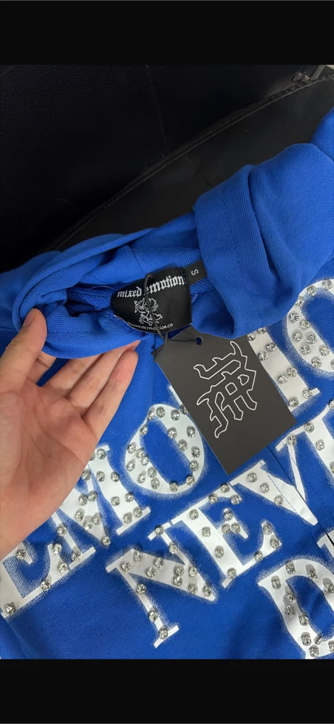 Mixed Emotion Rhinestone Zip-Up Hoodie - photo 2