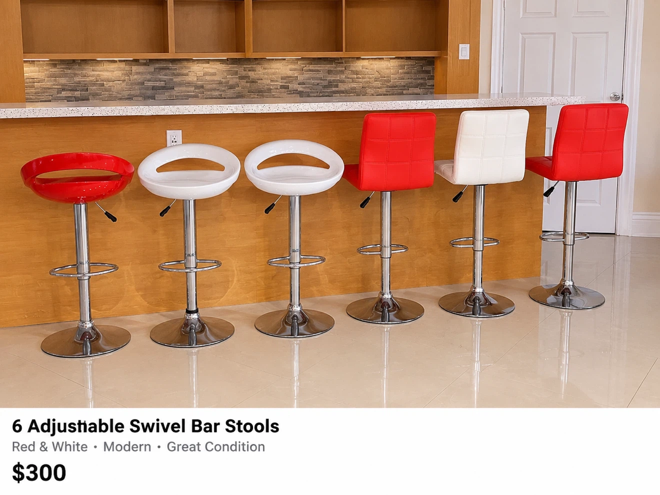 6 Adjustable Swivel Bar Stools