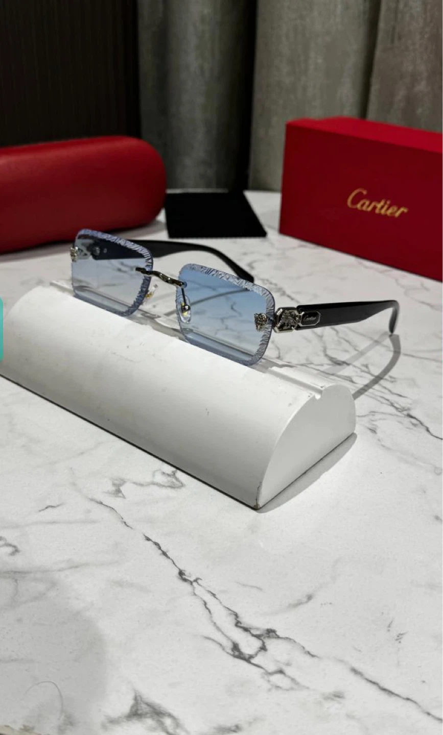 Cartier Rimless Sunglasses with Blue Tinted Lenses