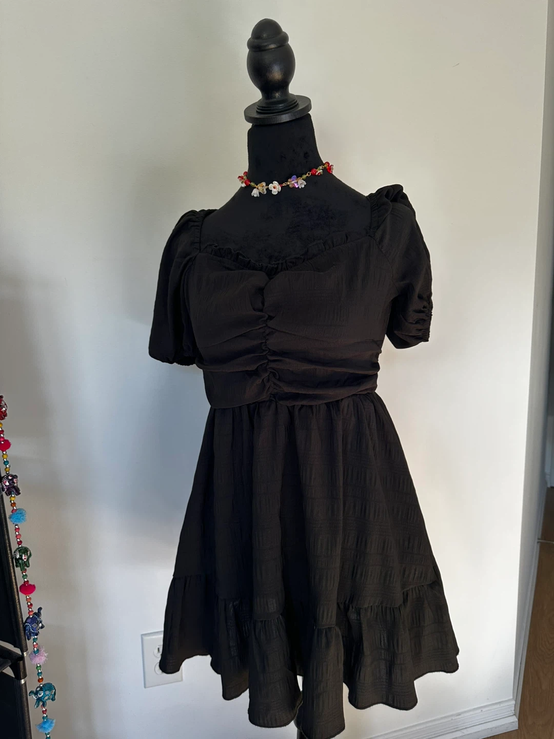 Black Textured Mini Dress