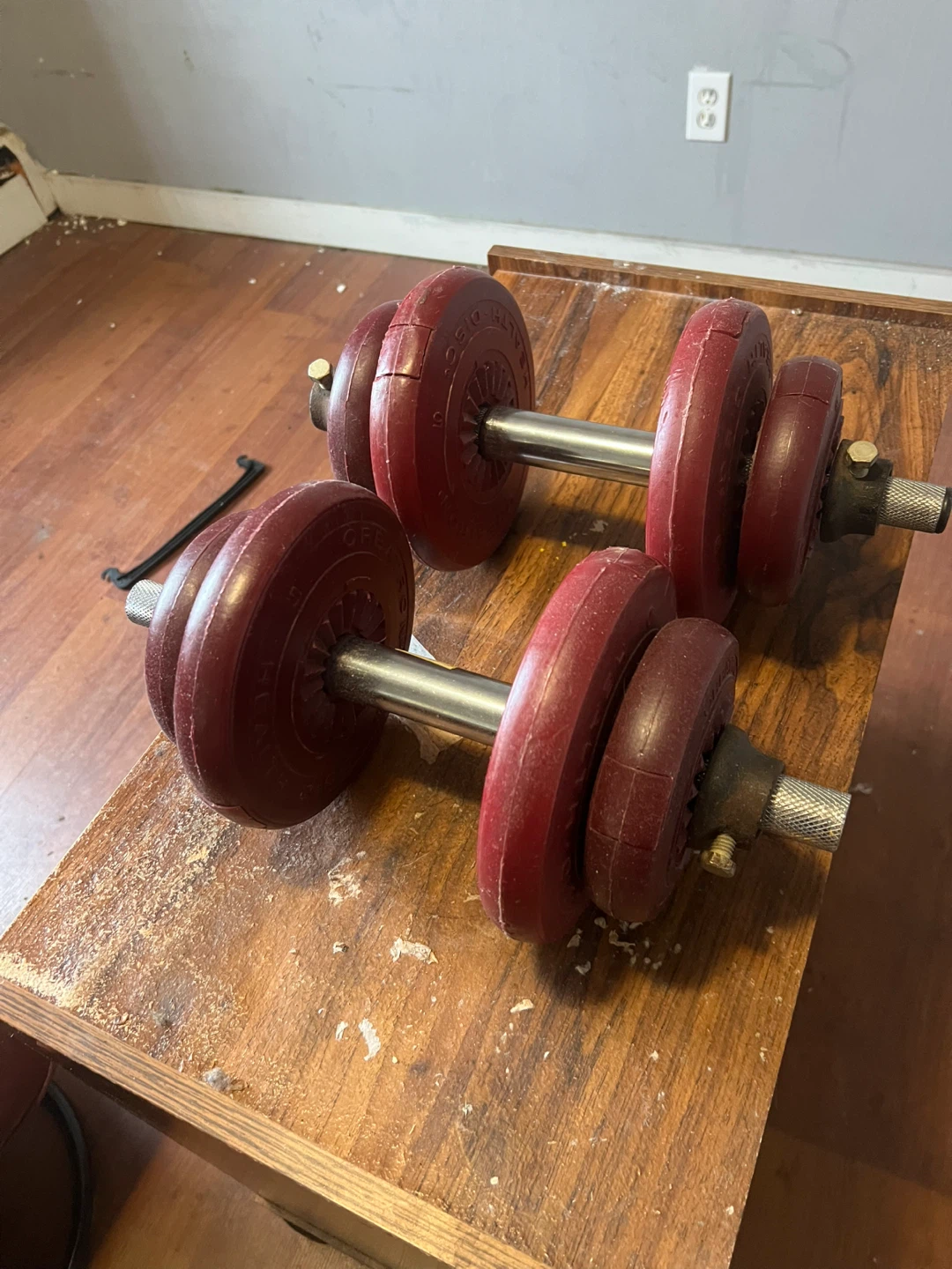 Adjustable Red Dumbbells