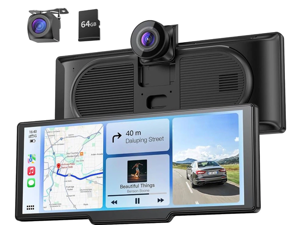 9.26" Wireless Carplay Screen for Car with 4K Dash Cam