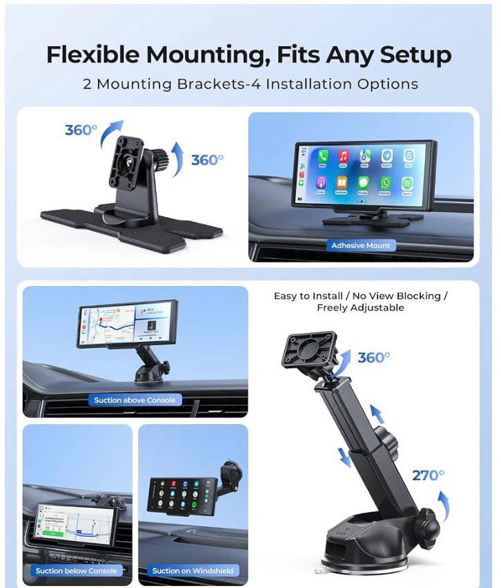 9.26" Wireless Carplay Screen for Car with 4K Dash Cam - photo 5