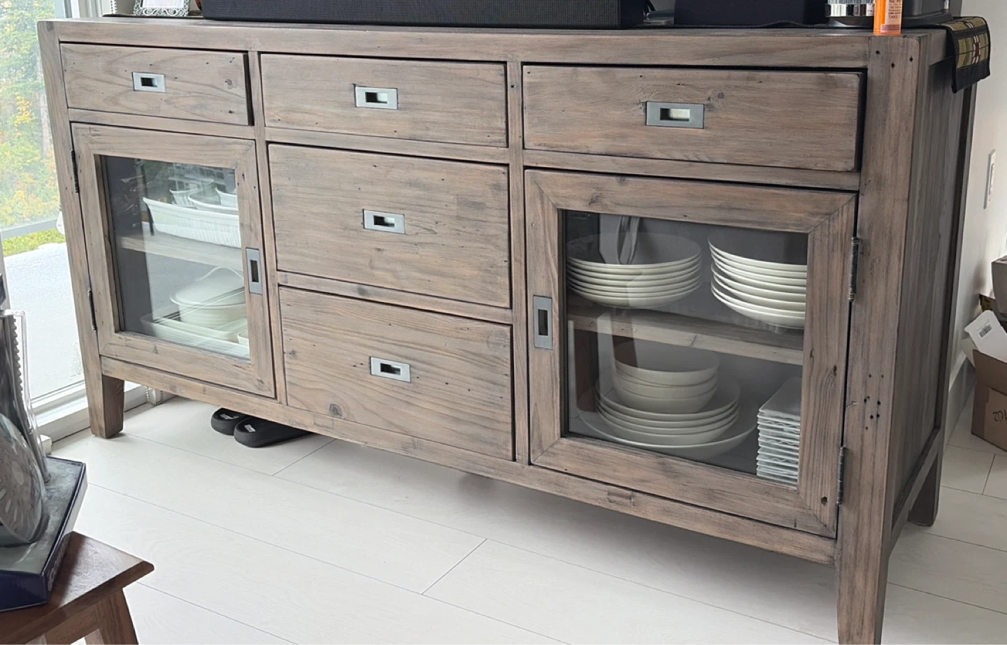 Crate & Barrel Morris Ash Grey Reclaimed Wood Sideboard