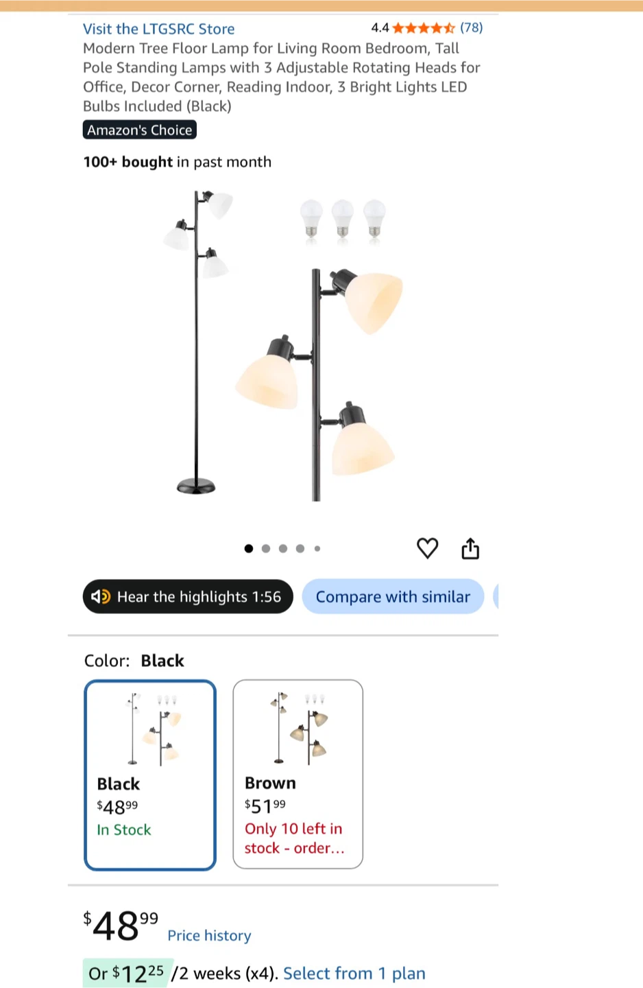 Light  Modern Tree Floor Lamp, 70-inch - photo 4