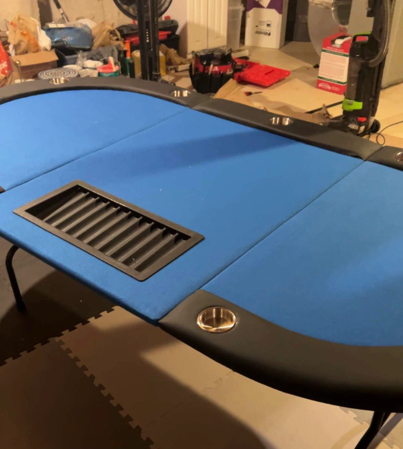 Foldable legs Blue Poker Table with Cup Holders
