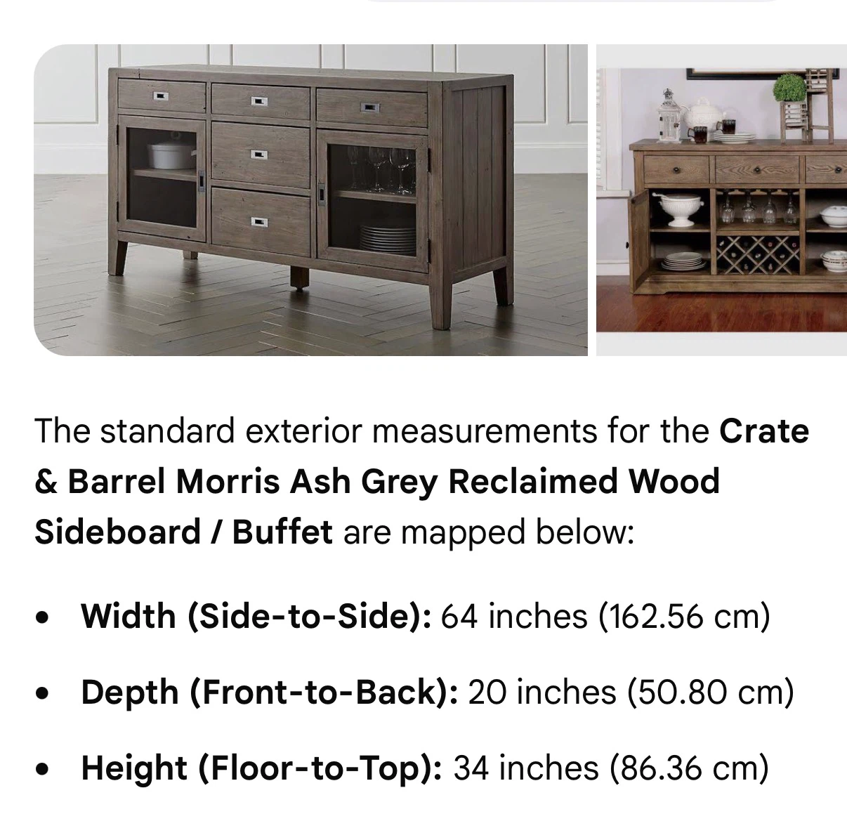 Crate & Barrel Morris Ash Grey Reclaimed Wood Sideboard - photo 4