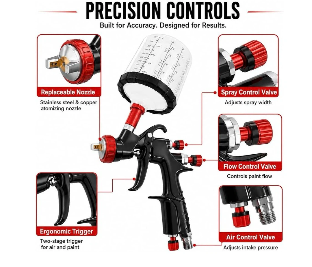HVLP Spray Gun Kit with 3 Nozzles - photo 3