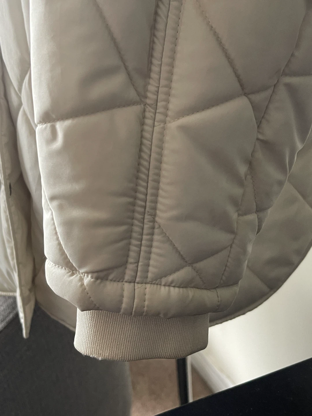 Zara Quilted Hooded Jacket - Cream, Size L - photo 2