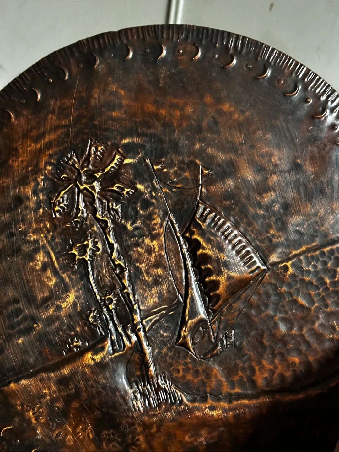 Vintage Hand Hammered Copper Wall Charger Plaque - photo 4
