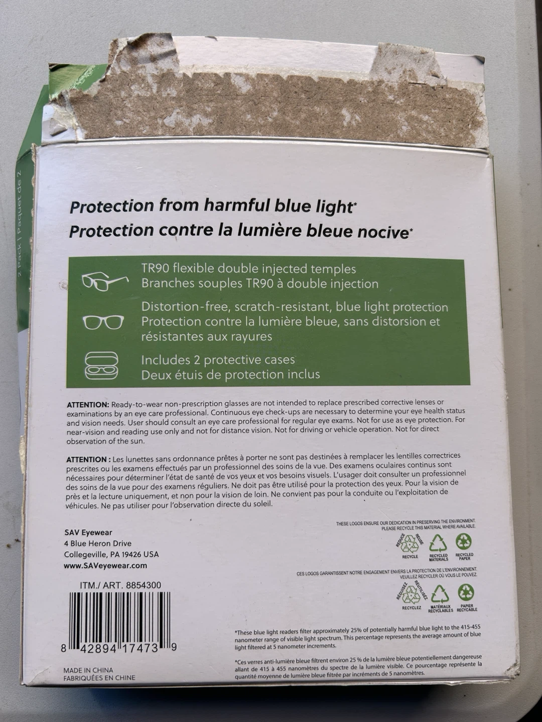 SAV Eyewear Ryan Blue Light Readers +3.00 (2 Pack) - photo 2