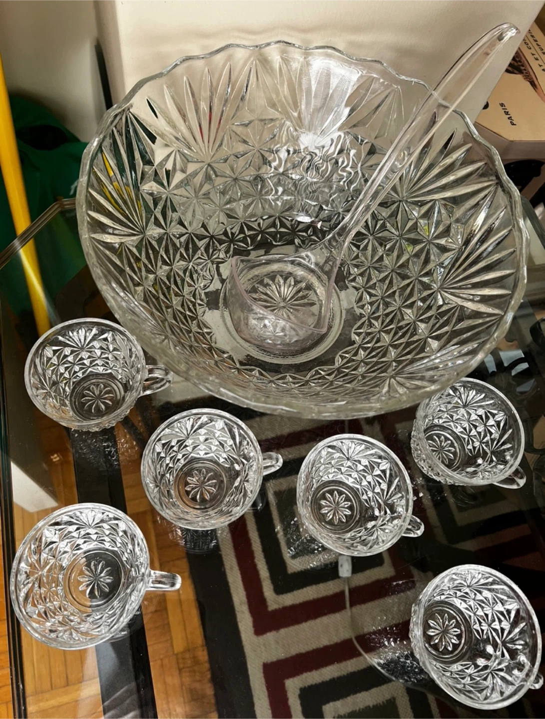 Vintage Crystal Punch Bowl Set
