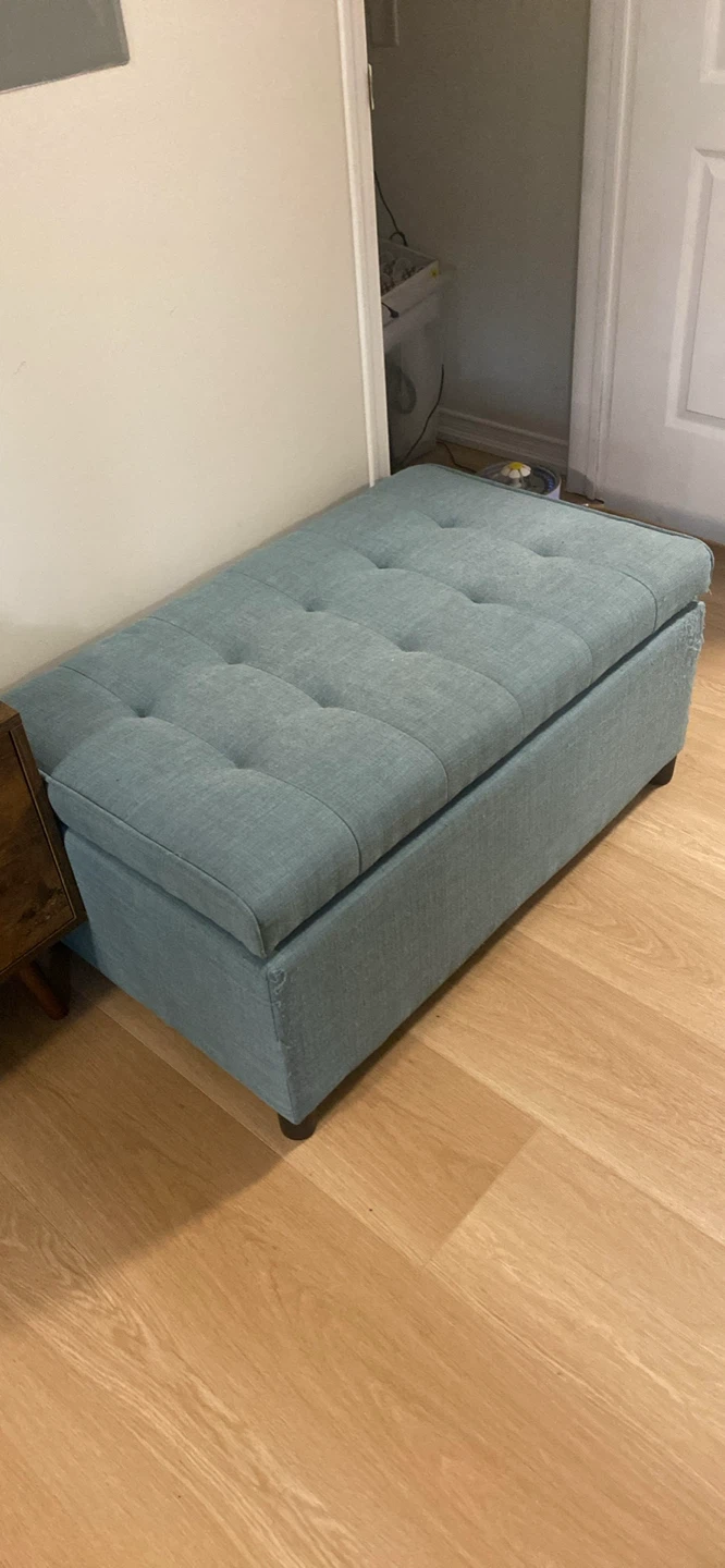 Tufted Storage Ottoman - Light Blue