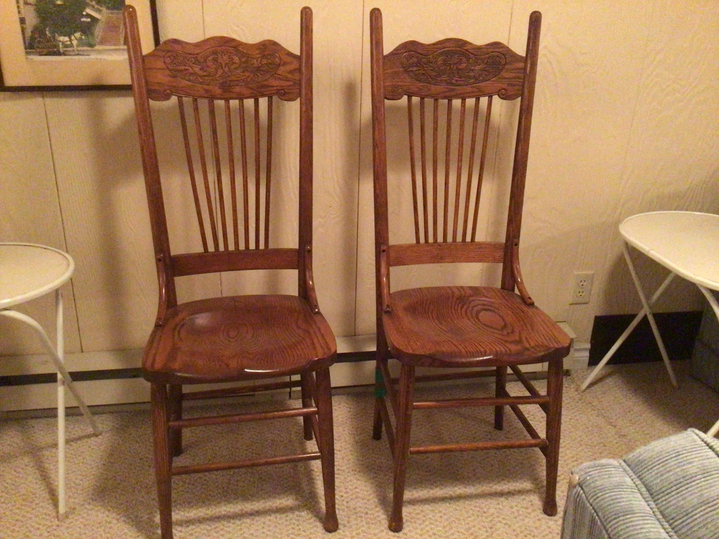 Set of 4 oak vintage high back chairs - photo 2