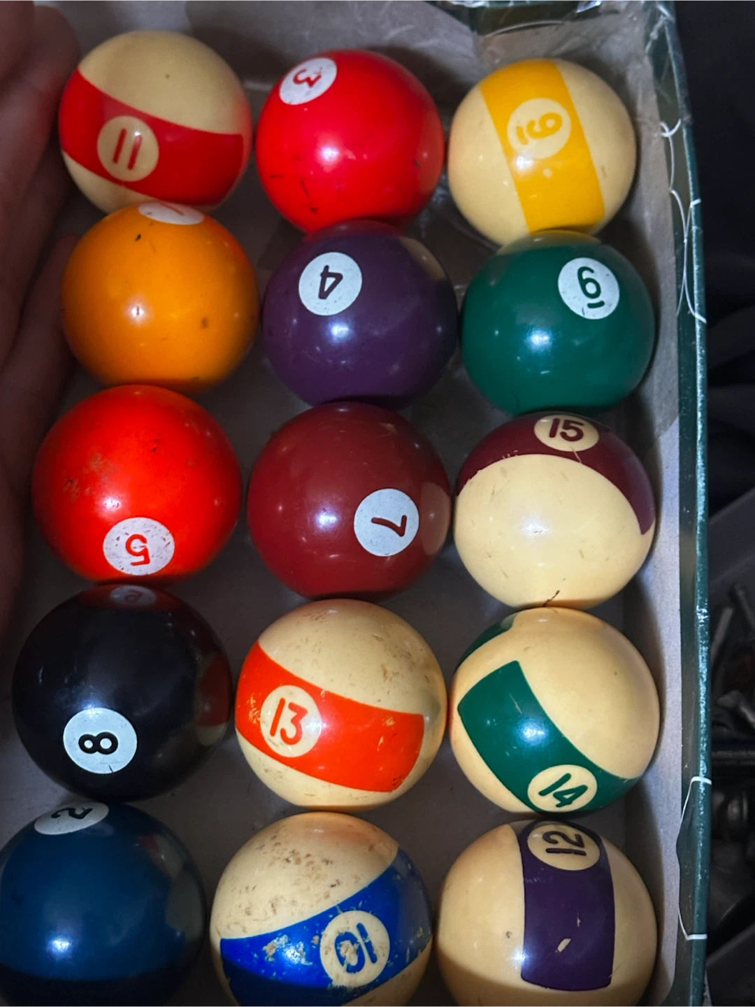Vintage 1.5 Inch Mini Pool Balls Set (No Cue Ball